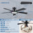 52" Black Low Profile Flush Mount Ceiling Fan With RGB Ring Light-690309518