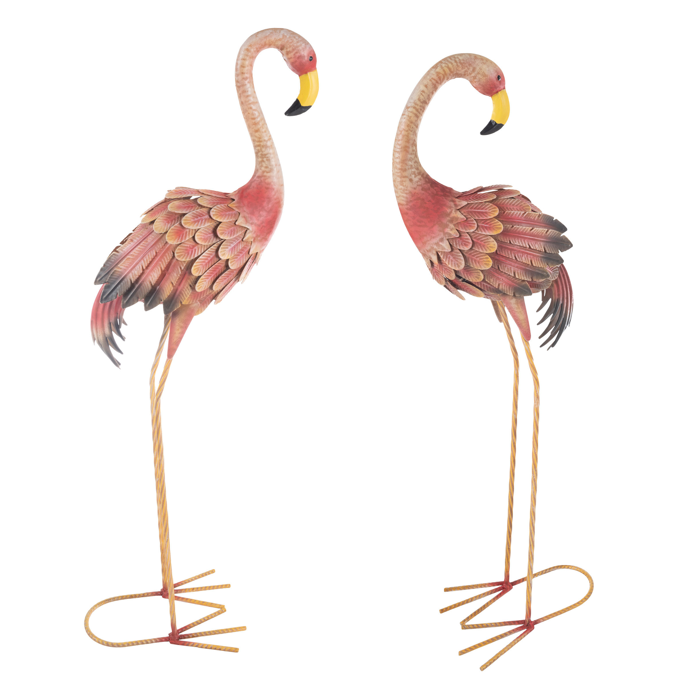 Bay Isle Home Sandborn Two Flamingo Garden Statues- Set