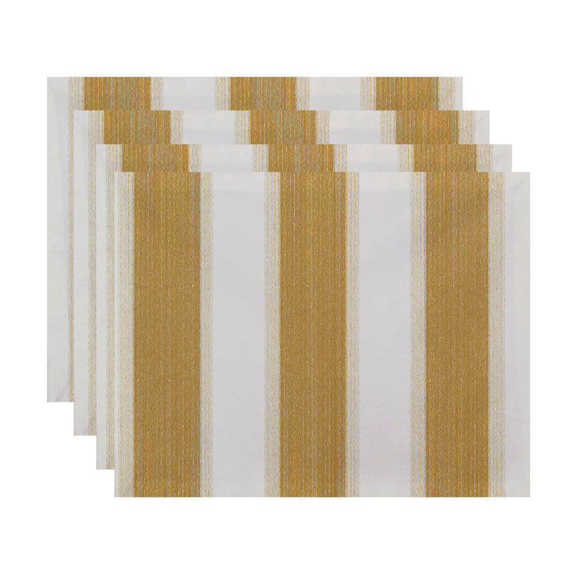 Apsara Polyester Striped Rectangle Placemat, Gold