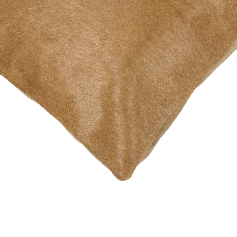 Cowhide Reversible Throw Pillow, Tan