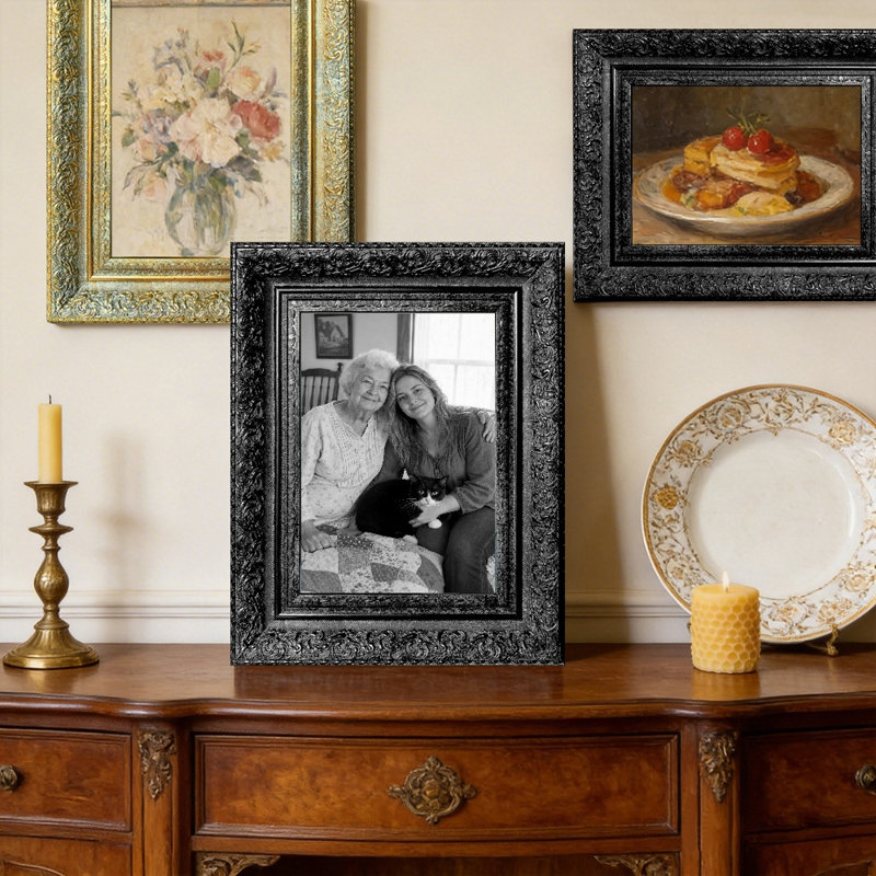 Cadre photo noir 3 pièces indémodable pour présentation de photos et de souvenirs de voyage de 5 po x 7 po