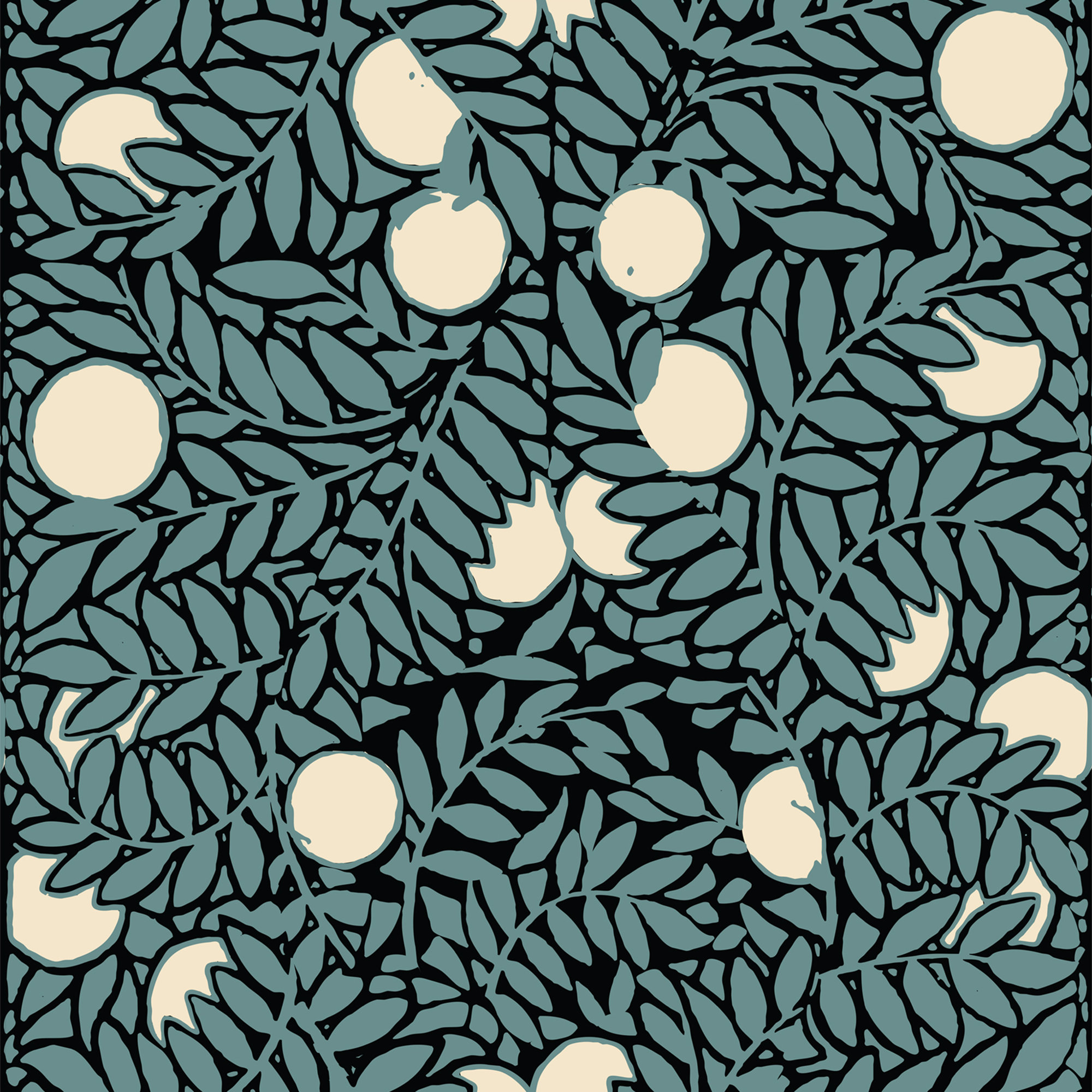Signature Orange Grove 10' L x 24" W Wallpaper Roll, Blue/Cream, Non-pasted