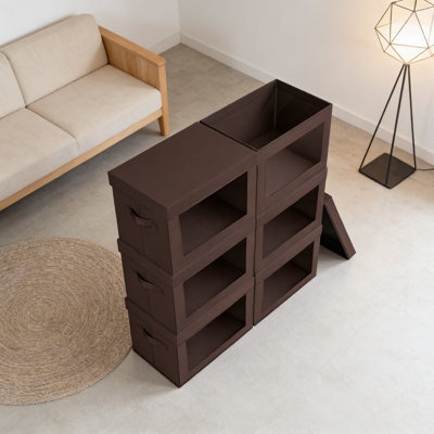 Bacs de rangement transparents en tissu pour fenêtre avec couvercles - paquet de 6 bacs de rangement pour la maison et le bureau, contenants de rangement pliables de grande capacité pour l'organisation de placards, de tablettes et de dortoirs