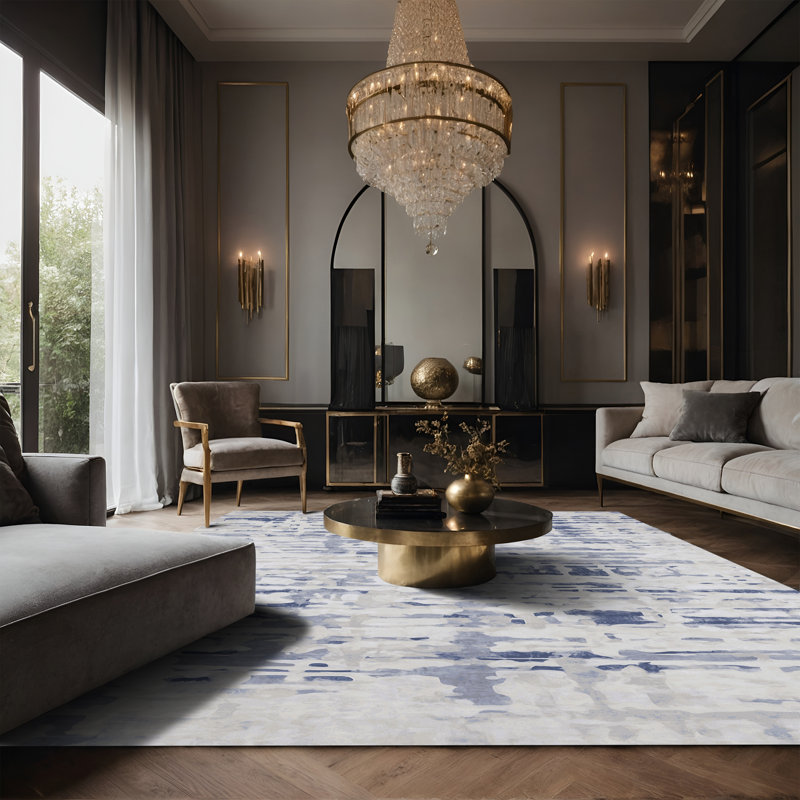 Tapis gris soyeux et moelleux, Rectangle 2 pi x 4 pi