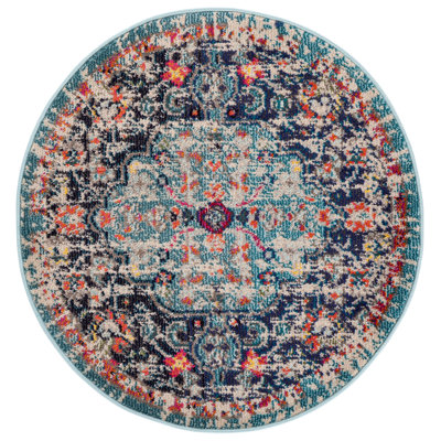 Felty Oriental Power Loom Polypropylene Area Rug in Black/Teal