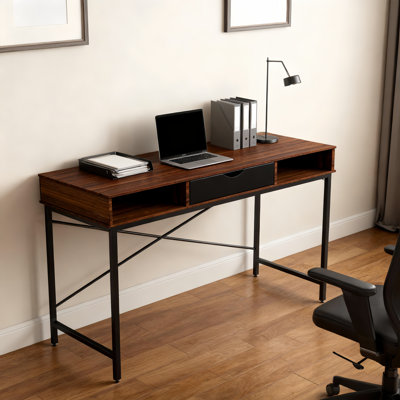 Desk with Built-in Outlets - Modern Office Desk with USB Charging Ports