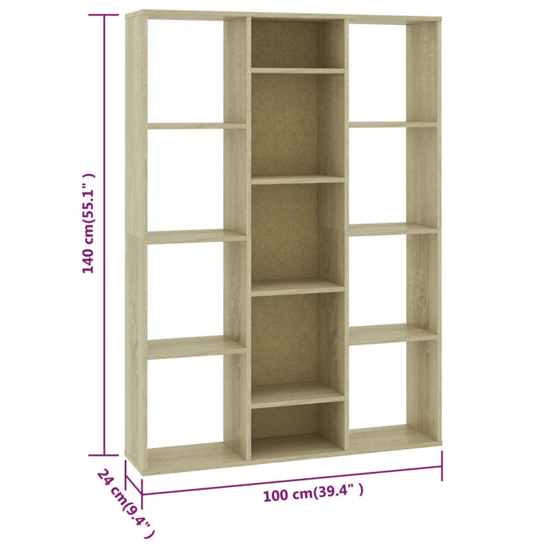 Nickens 140cm H x 100cm W Standard Bookcase, Sonoma Oak