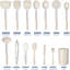 Ensemble 14 ustensiles de cuisine en silicone 14 pièces, ensemble d'ustensiles de cuisine en acier inoxydable, résistant à la chaleur antiadhésif, kaki