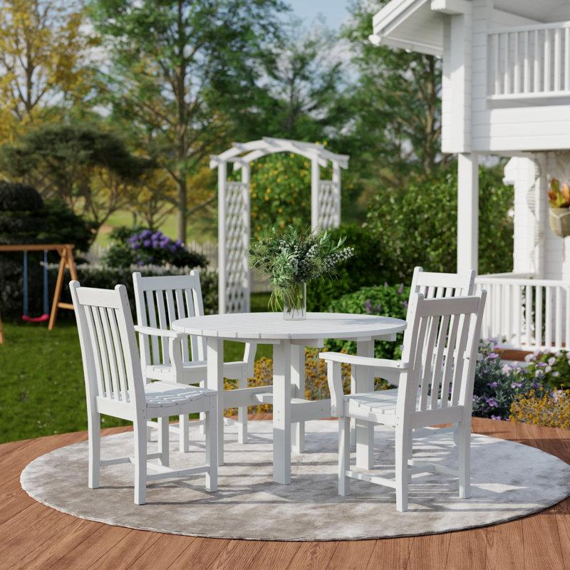 Classic 5-Piece 46" Round Table Set With Side Chairs, White