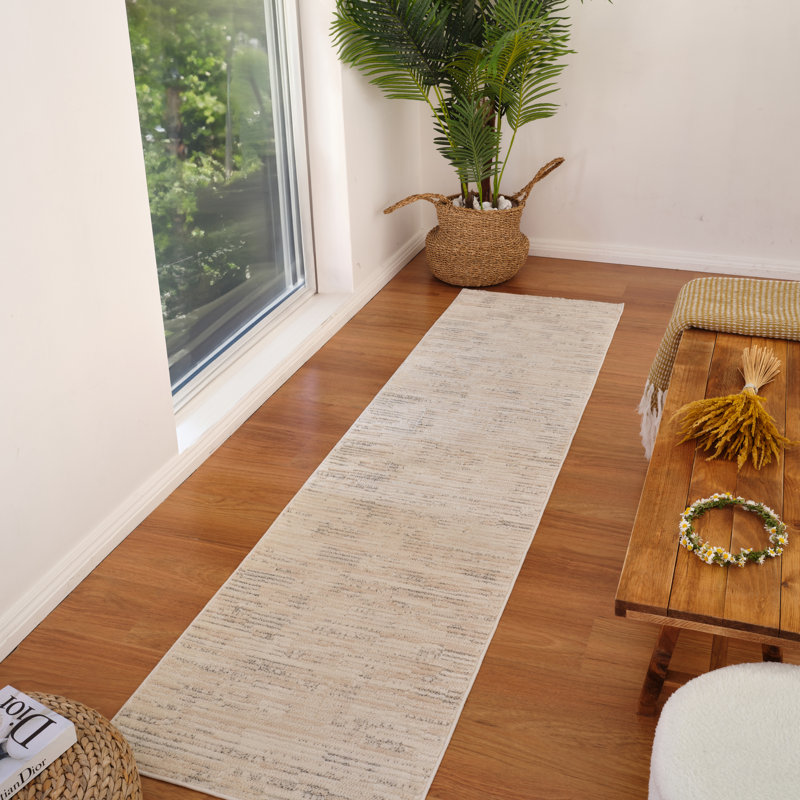 Tapis de couloir intérieur moderne, beige crème., Tapis de couloir 2 pi 3 po x 8 pi