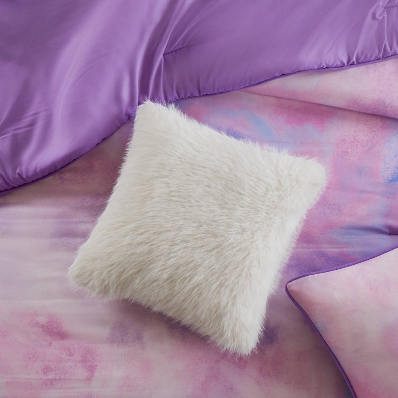 Cassiopeia Watercolor Tie Dye Printed Comforter Set with Throw Pillow, Full/Queen Comforter + 2 Shams + Throw Pillow, Purple