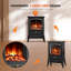 Poêle électrique autoportant de 15 po de largeur avec flamme réaliste, foyer électrique de 5100 BTU avec design rétro, 1000 W / 1500 W, double protection de sécurité pour le salon, la chambre à coucher-147053939