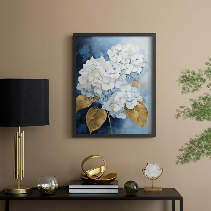 FLORAL Series CX III - reproduction encadrée de qualité supérieure - prête à être accrochée - aucun clou requis, Noir