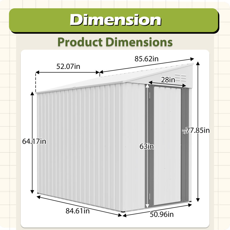 4' x 7' Lean-To Storage Shed