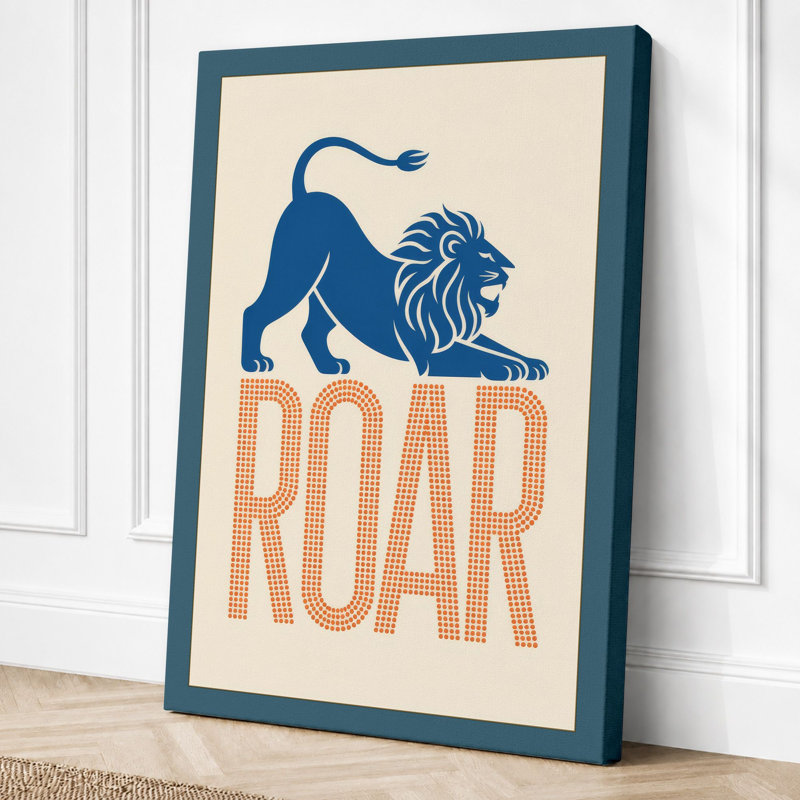 Roaring Lion Modern 1 Piece Wrapped Canvas Wall Art, 24x16 - 61.0 x 40.6 cm, Teal Border