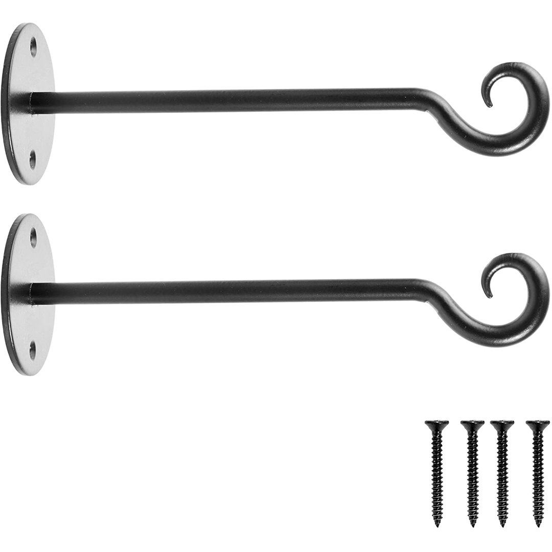 Wall Mount Plant Hook Premium Metal Decorative Hanging Bracket for Plants Bird Feeders Planters Home Decor, Heavy Duty, 7.5 inch (Set of 2) Monarch Abode 