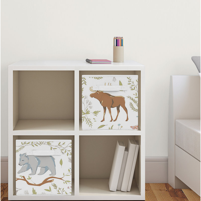 Woodland Animal Toile Foldable Fabric Storage Cubes Set