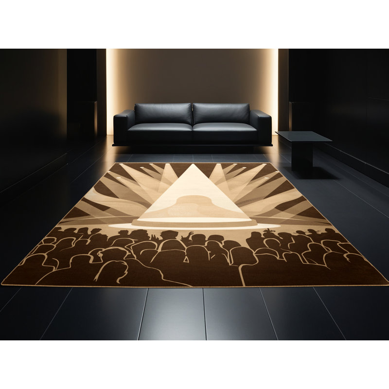 Tapis moderne et contemporain lavable à la machine Orfelinda Headliner Performance - brun clair, 7 x 9