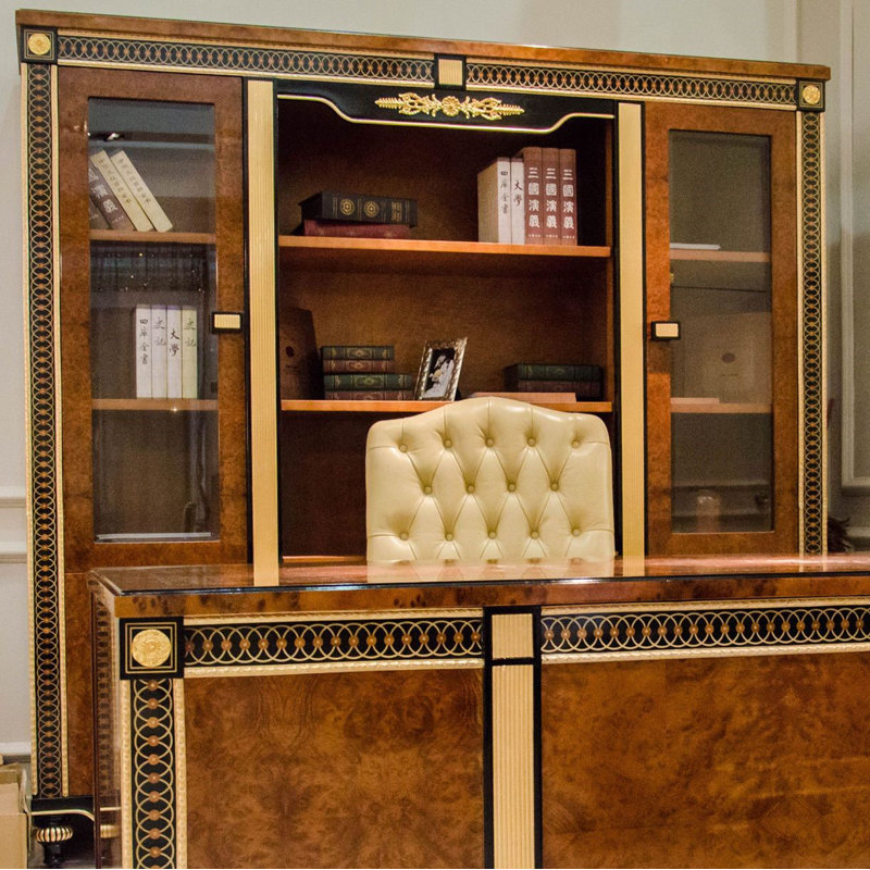 Gilemette 3 Piece Solid Wood Rectangular Executive Desk Office Set with Chair