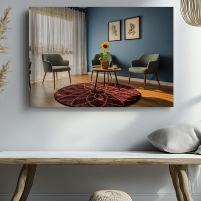 Toile, une douce lumière chaude filtre à travers des rideaux ivoire transparents, art mural délicat, comme des dentelles délicates sur le plancher en chêne poli, art mural