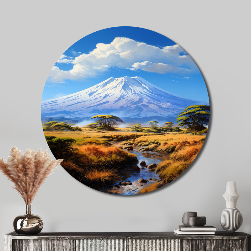 Kilimandjaro africain - Art rond en métal, H 16 po x l 16 po