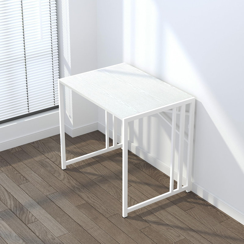 Metal Base Computer Desk, White/White