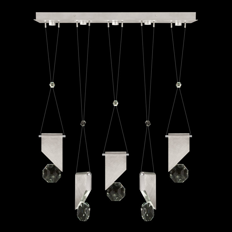 Luminaire suspendu l 43 po avec charme Aria 1, Argent brossé