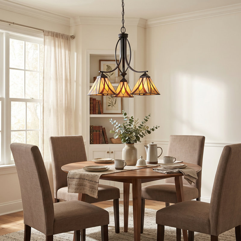 Lustre classique / traditionnel à 3 lumières avec abat-jour Lalaine