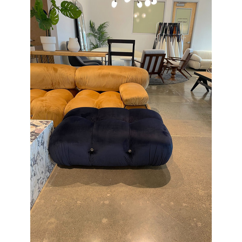 Repose-pieds Bubble - velours bleu nuit