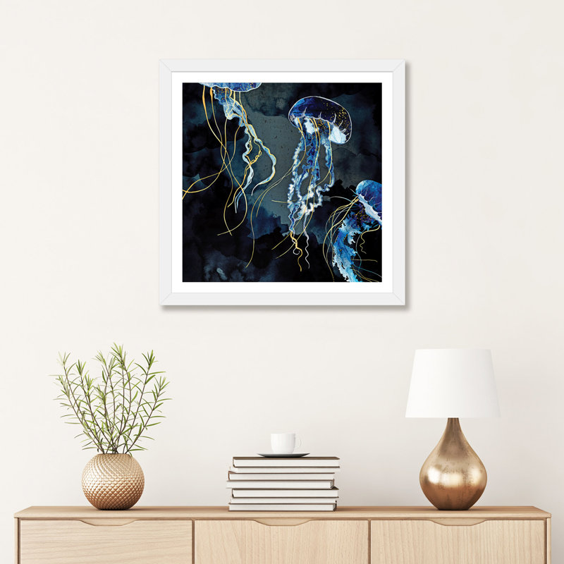 Metallic Ocean III - Imprimé, H 24 po x l 24 po x p 1 po, Encadré par un papier blanc, Blanc
