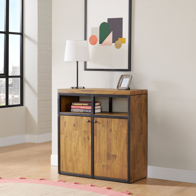 Lloyd 31" Wide Rustic Industrial Metal Frame Shoe Storage Cabinet