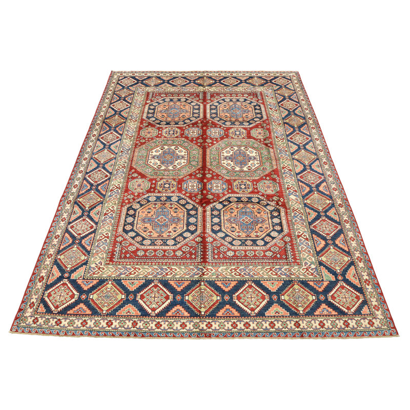 Tapis oriental rouge en laine noué à la main Nabeel