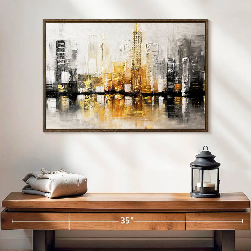 City View I, 25 po x 17 po, Cadre flottant en noyer