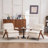 Mid Century Upholstered Arm Accent Chair with Solid Wood Legs-1884989261