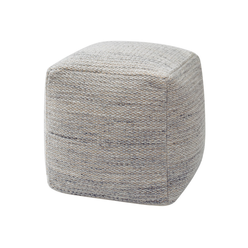 Yinka 18"W Textured Upholstered Pouf Ottoman, Gray
