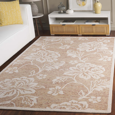 Tapis intérieur / extérieur en laine / coton touffeté à la main Amaure 757 - rouille / ivoire