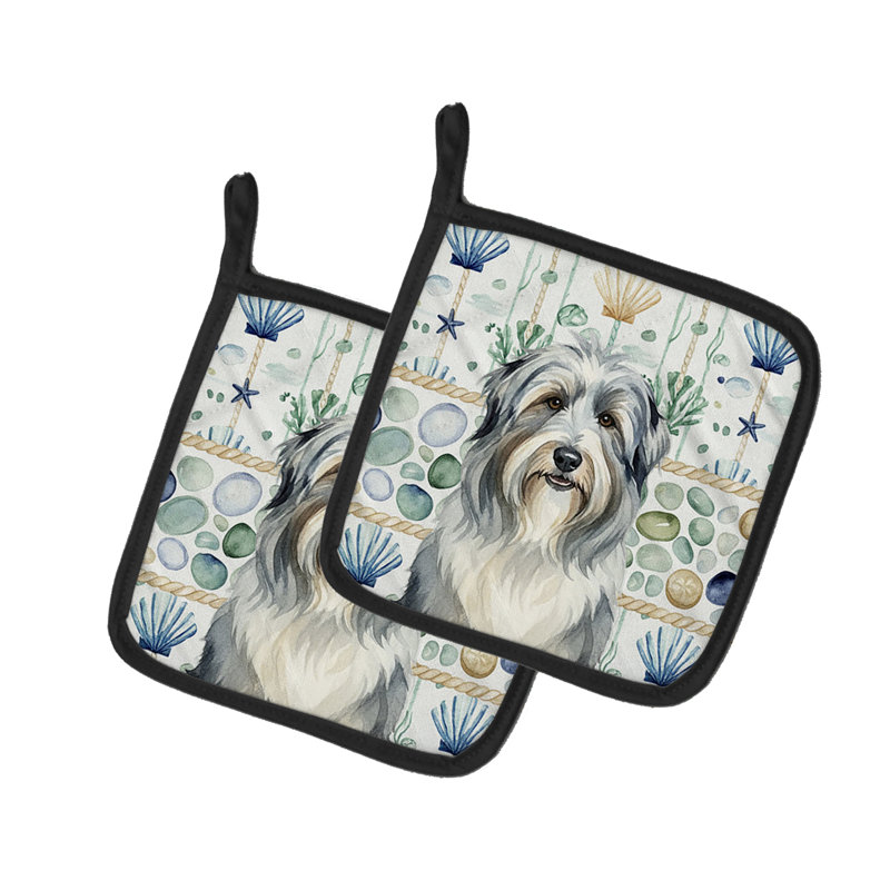 Paire de poignées en verre Bearied Collie