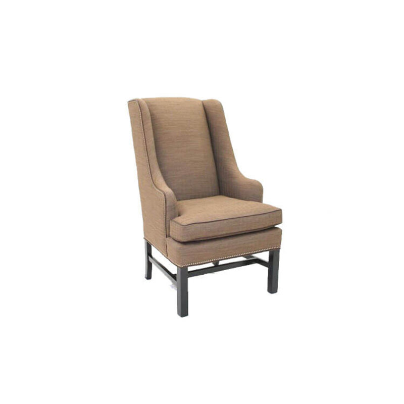 Leather Wingback Chair, Hair Hide Brown/White, Brushy Bayou