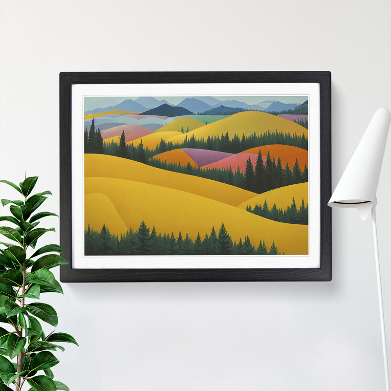 XH1022-7239X Pure Spring Meadow Landscape 1 Piece Single Picture Frame Wall Art, 46cm H x 64cm W, Black