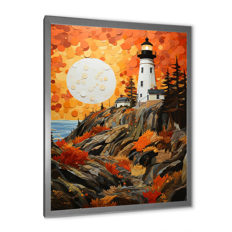 Reproduction d'art sur toile, "Phare avec lumière pastorale I", H 20 po x l 12 po x P 1 po, Cadre photo argenté