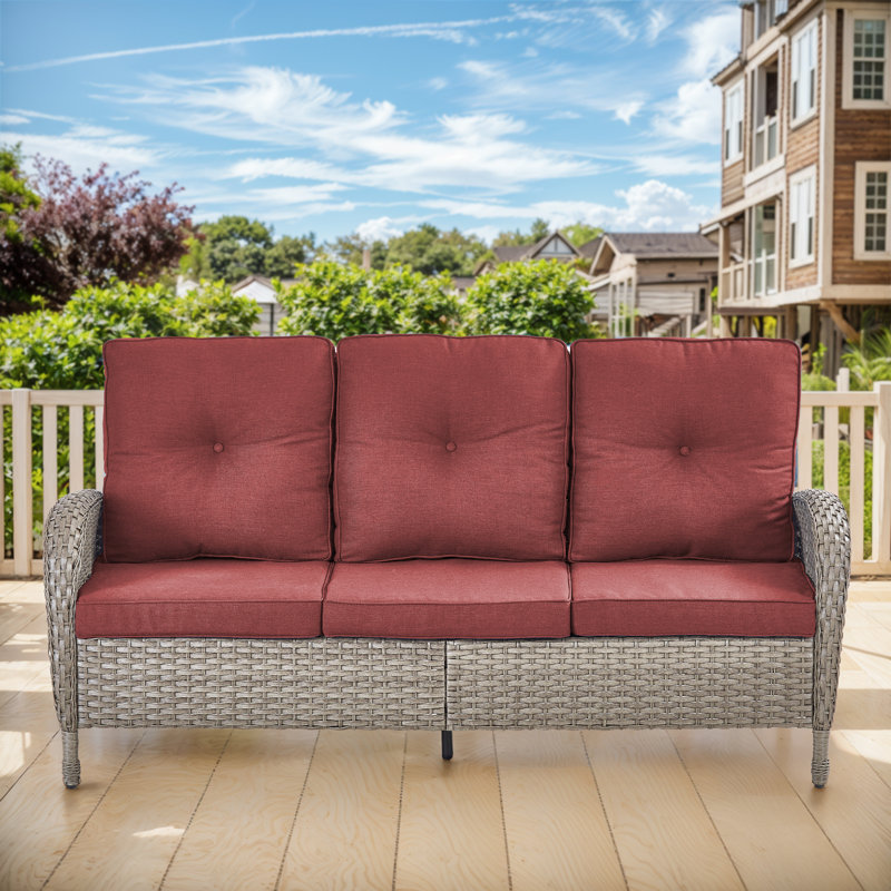 Valierius High-Quality 3-Seat Outdoor Wicker Sofa With Professional Outdoor Cushions - Durable, Comfortable Design For Patios, Gardens, And Porches