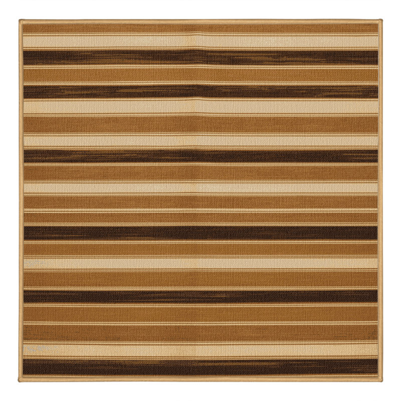 Washable Maple Cream Striped Area Rug, Carré 3 pi