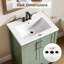 24" Light Green Bathroom Vanity with Ceramic Sink, 1 Drawer & 2 Soft Closing Doors, Single Sink Vanity with Integral Top