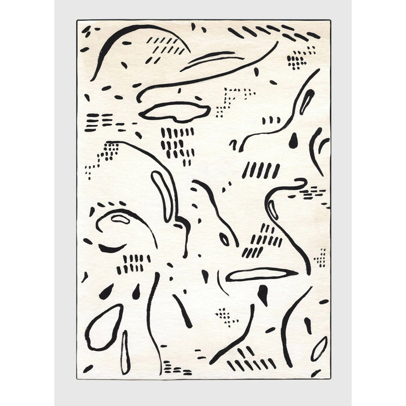 Tapis beige / noir en polyester tissé à la machine Yeun, Rectangle 4 pi x 6 pi