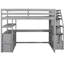 Lit mezzanine pleine grandeur gris avec bureau, tablettes, rangement, prouesses et tiroirs - longue durée-1645666969-1645666971