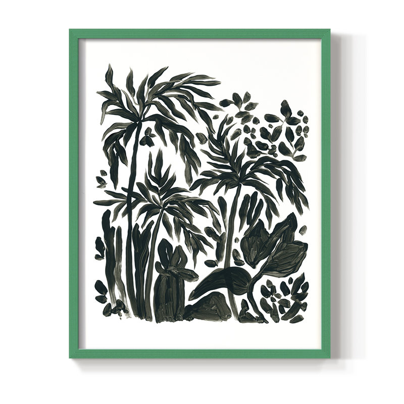 Encre Jungle III, reproduction encadrée - bois massif, H 30 po x l 24 po, Vert