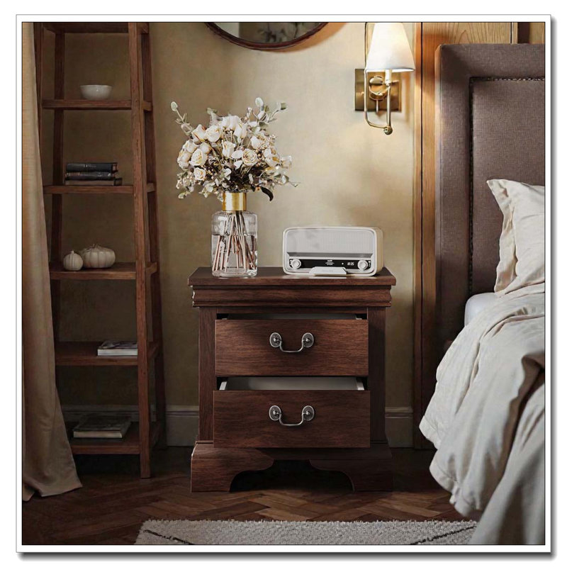 Table de chevet classique en bois 22 po x 16 po x 22,7 po, Blanc