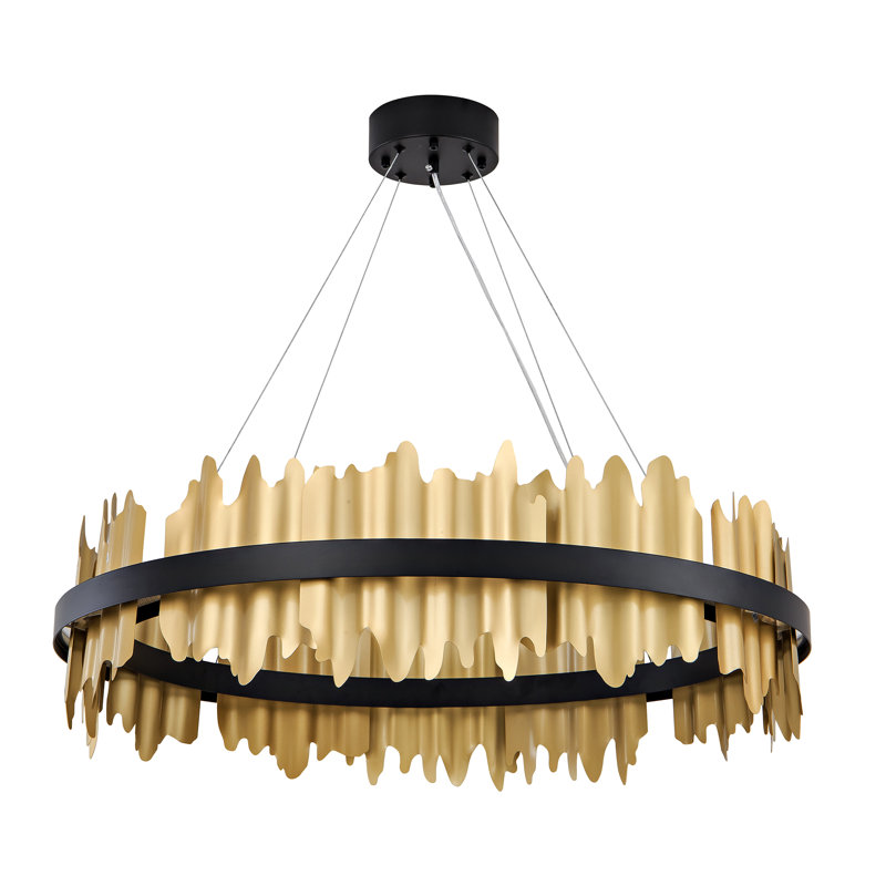 Ayanti 1 - Elegant Gold and Black Square LED Pendant Ceiling Light Fixture for Dining Room, Living Room, Foyer, Lounge, and Kitchen