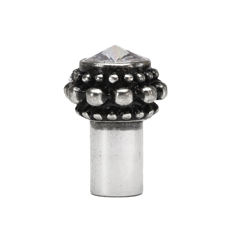 Caché petit bouton rond avec un rivoli Swarovski Aurore Boreale Crystalin , Argent argent