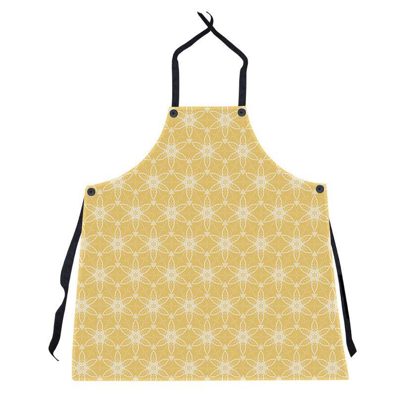 Tablier à cercles ornés de fond, Jaune